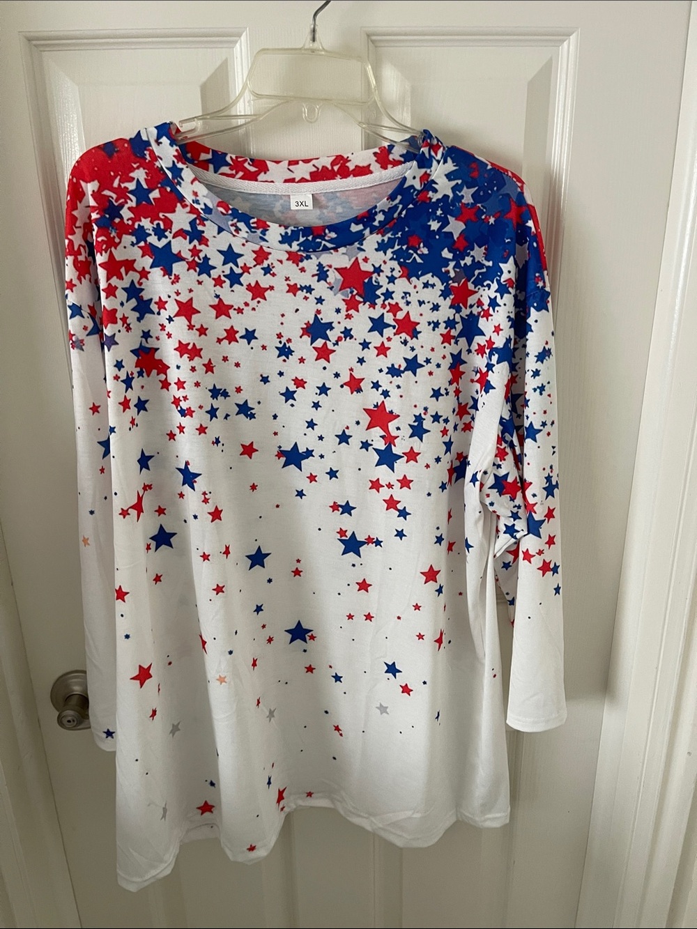 Red & Blue Star Print Long Sleeve Top
